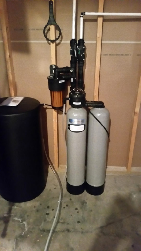A Kinetico water softener in the basement Bettendorf, Iowa